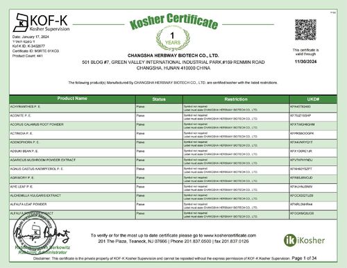 Latest company news about Herbway's Renewal of The KOF-K Kosher Certificate